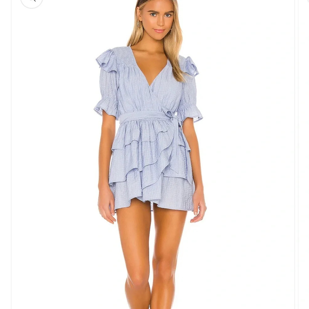 Tularosa Magnolia Wrap Dress in Powder Blue Size Small - Picture 2 of 8